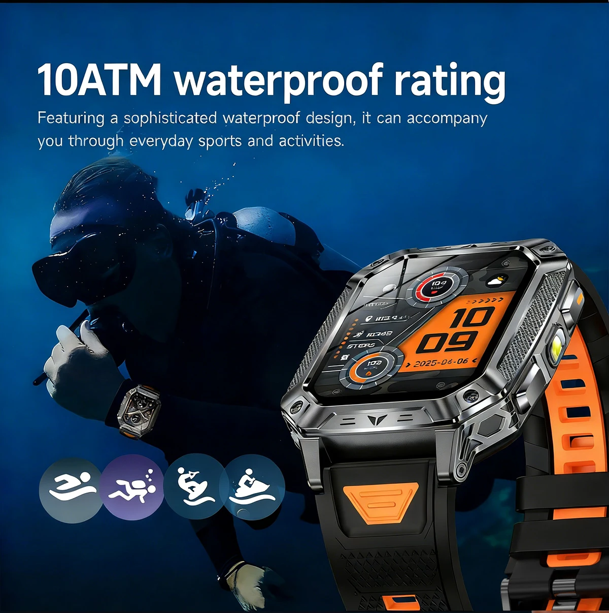 2026 New 1400mAh Battery Smart Watch GPS path Bluetooth Call 10ATM Waterproof Swim Sport Run Hiking Outdoors Military Smartwatch