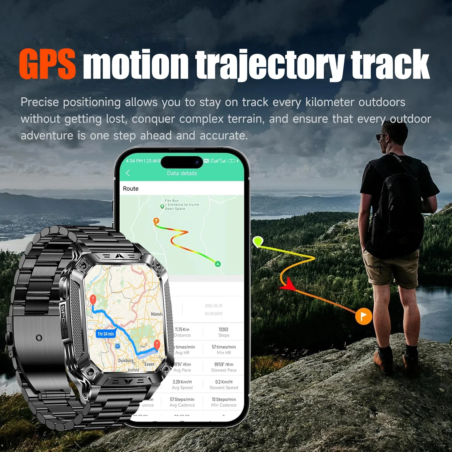 2026 New 1400mAh Battery Smart Watch GPS path Bluetooth Call 10ATM Waterproof Swim Sport Run Hiking Outdoors Military Smartwatch