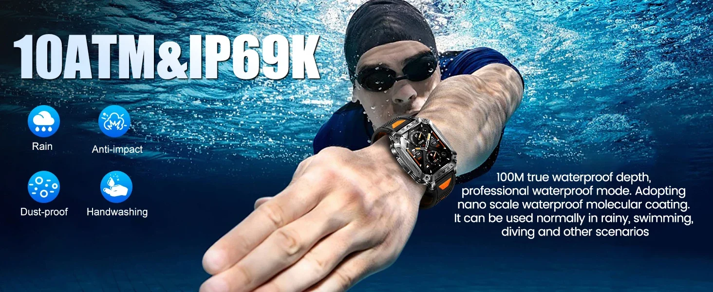 2026 New 1400mAh Battery Smart Watch GPS path Bluetooth Call 10ATM Waterproof Swim Sport Run Hiking Outdoors Military Smartwatch