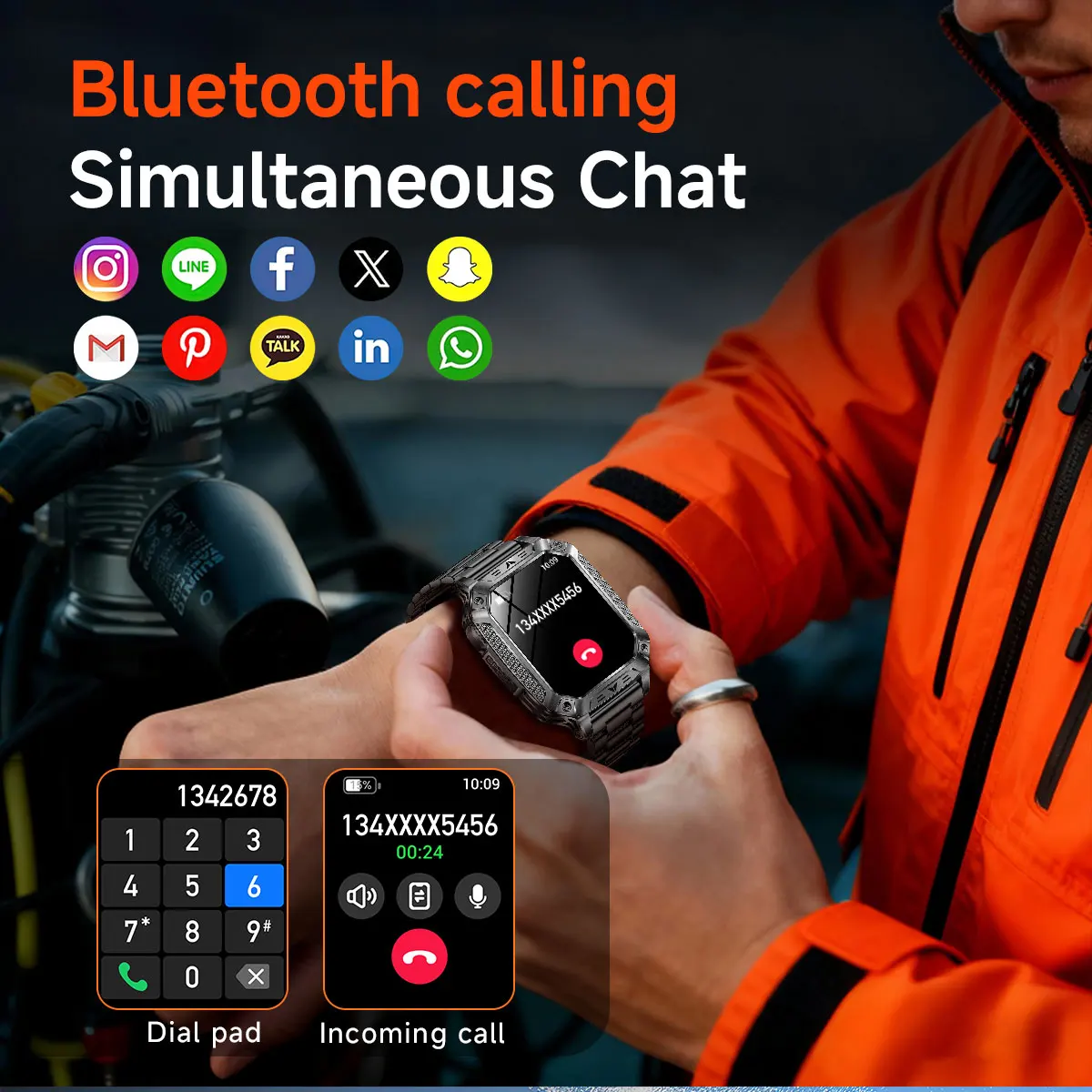 2026 New 1400mAh Battery Smart Watch GPS path Bluetooth Call 10ATM Waterproof Swim Sport Run Hiking Outdoors Military Smartwatch