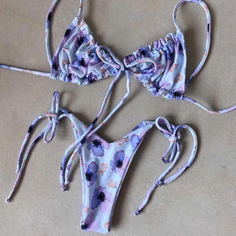 RUOTONGSEPT Low Waist Bikinis 2023 Triangle Swimwear Female Swimsuit Women Print Bikini set two-Piece Suit Push Up Bathing Suit
