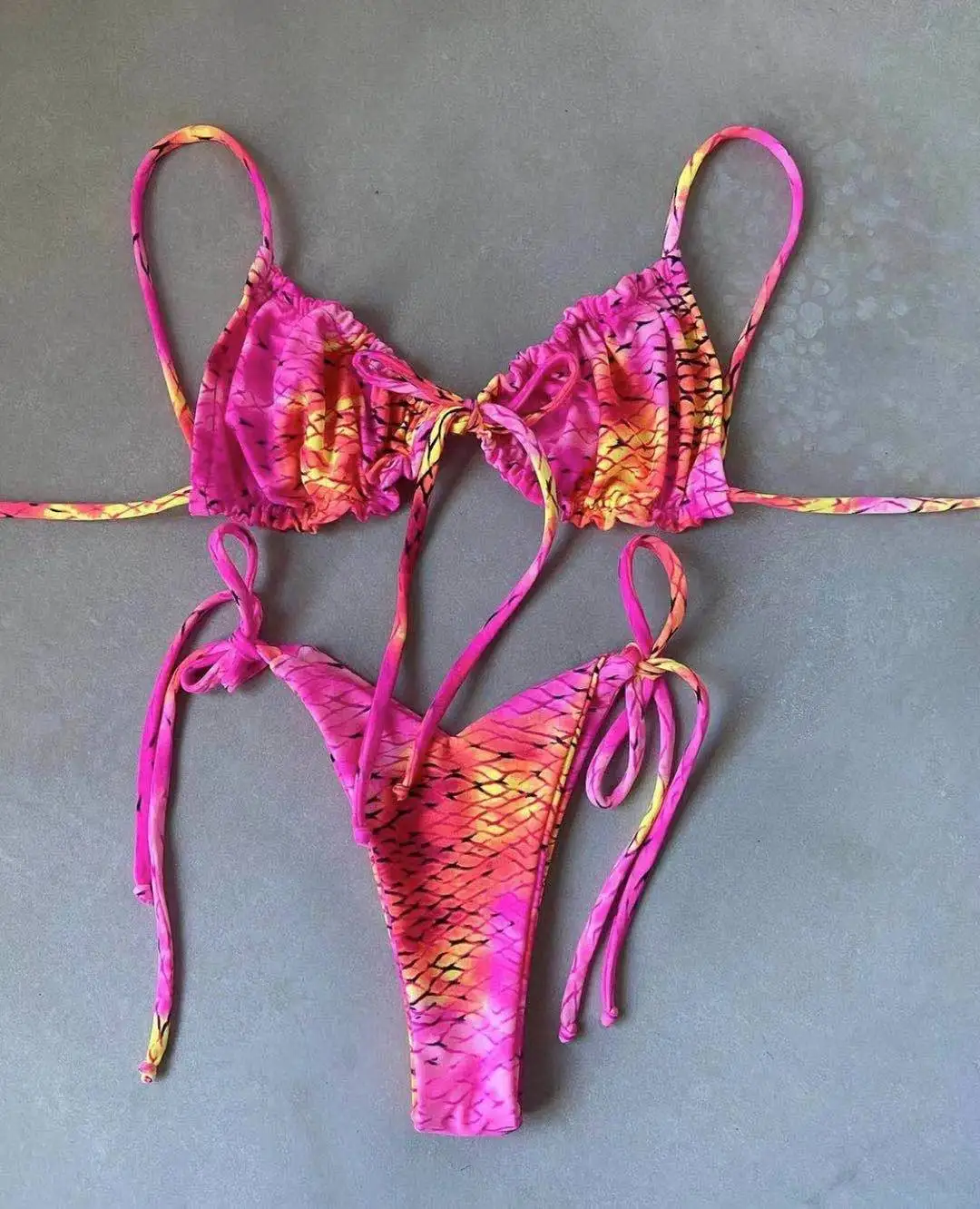 RUOTONGSEPT Low Waist Bikinis 2023 Triangle Swimwear Female Swimsuit Women Print Bikini set two-Piece Suit Push Up Bathing Suit