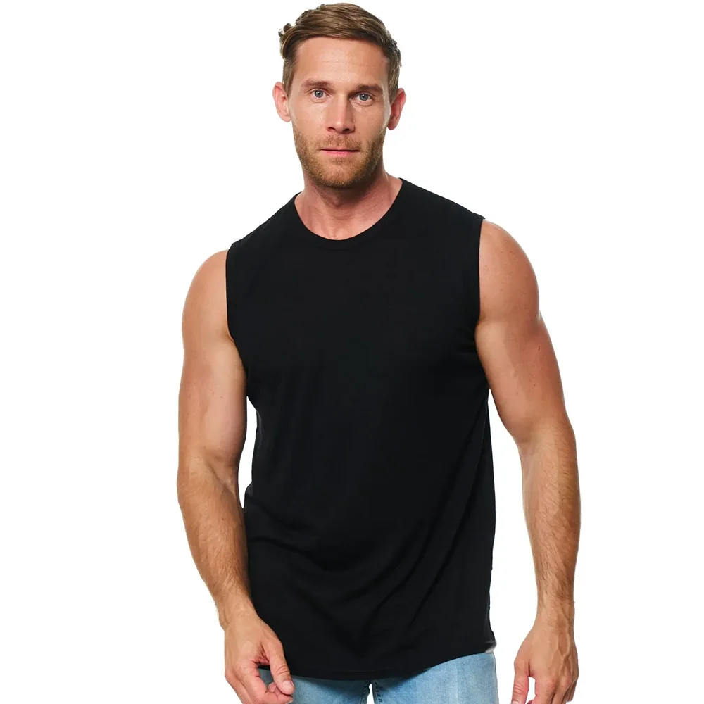 100% merino wool men Tank Top sleeveless shirt base layers soft next to skin comfortable out door