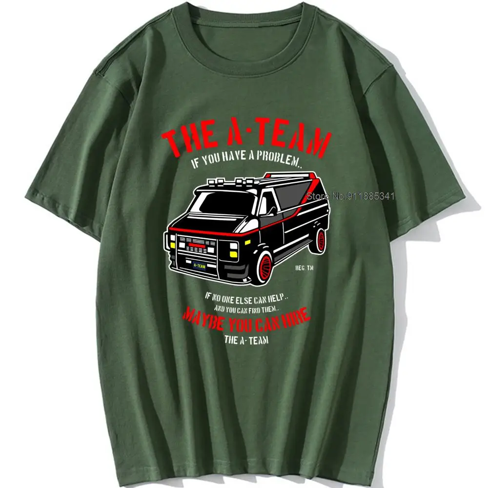 THE New A-TEAM T-SHIRT Mens Van Funny 80's TV Program Show Cotton Mr-T Unisex Oversized 100% Cotton Top