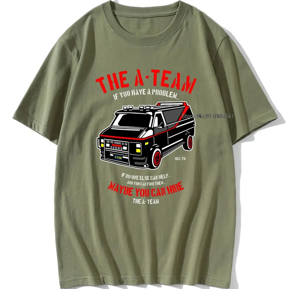 THE New A-TEAM T-SHIRT Mens Van Funny 80's TV Program Show Cotton Mr-T Unisex Oversized 100% Cotton Top