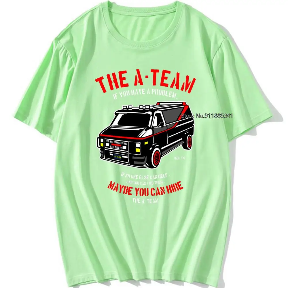 THE New A-TEAM T-SHIRT Mens Van Funny 80's TV Program Show Cotton Mr-T Unisex Oversized 100% Cotton Top