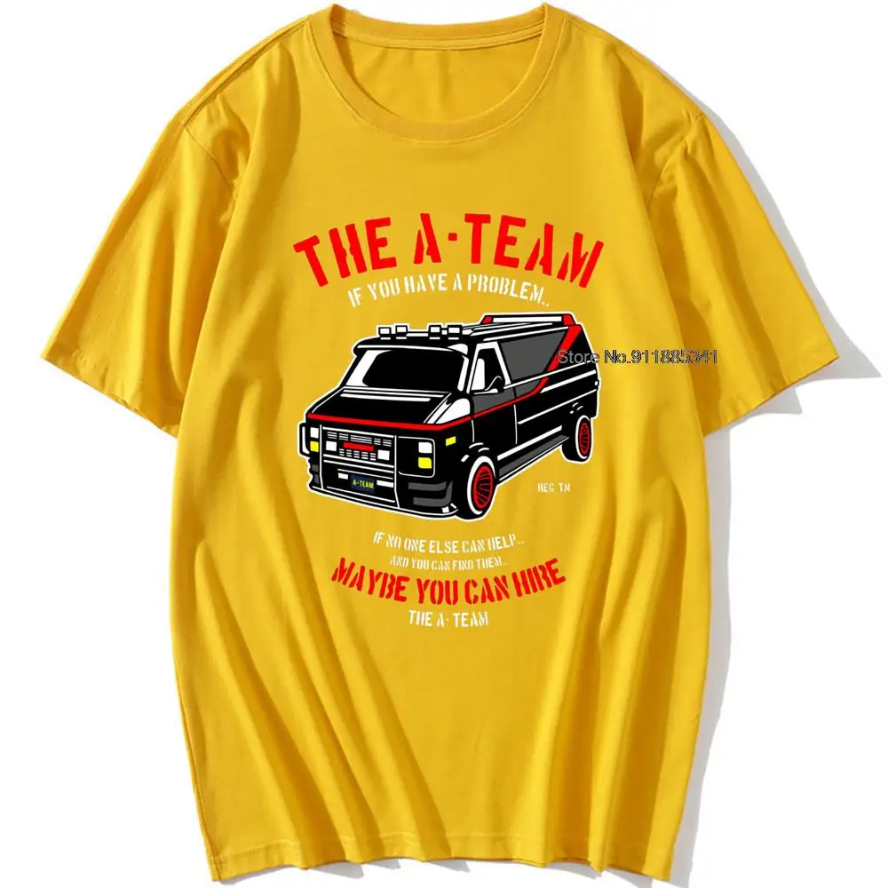 THE New A-TEAM T-SHIRT Mens Van Funny 80's TV Program Show Cotton Mr-T Unisex Oversized 100% Cotton Top