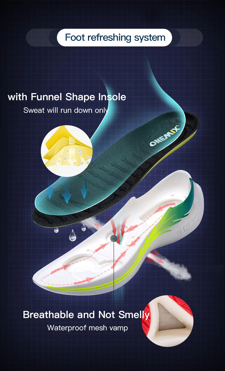 ONEMIX Running Shoes for Men Breathable Racing Sport Shoes Casual Soft New Trend Outdoor Male Anti-slip Walking Sneakers