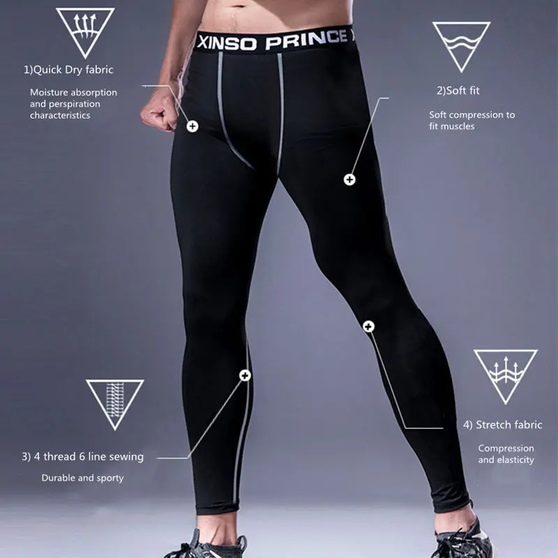 Mens Tight Gym Compression Pants Quick Dry Fit Sportswear Running Tights Men Legging Fitness Training Sexy Sport Gym Leggings