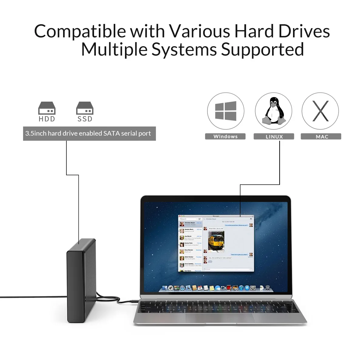 ORICO 3.5'' HDD Case SATA to USB 3.0 Adapter External Hard Drive Enclosure for 2.5" 3.5" SSD Disk HDD Case for PC