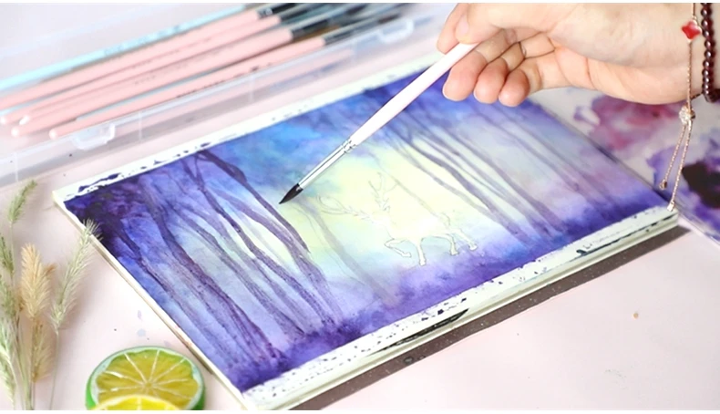Watercolor brush black marten animal hair 6 pcs round pointed watercolor painting brush set adult beginner student hand-painted