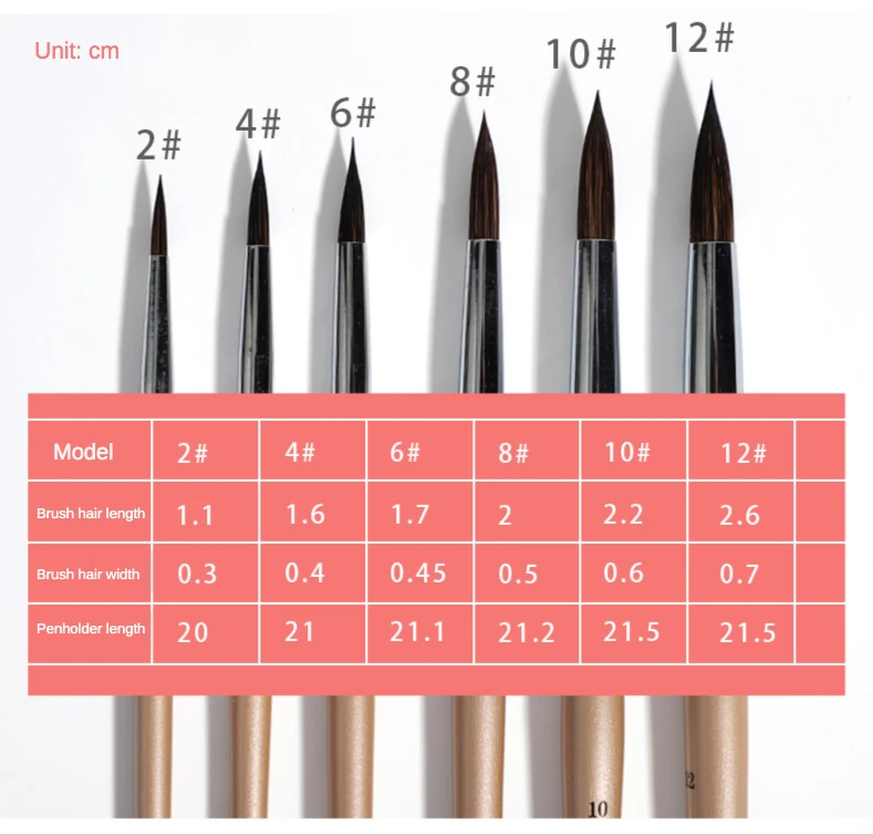 Watercolor brush black marten animal hair 6 pcs round pointed watercolor painting brush set adult beginner student hand-painted