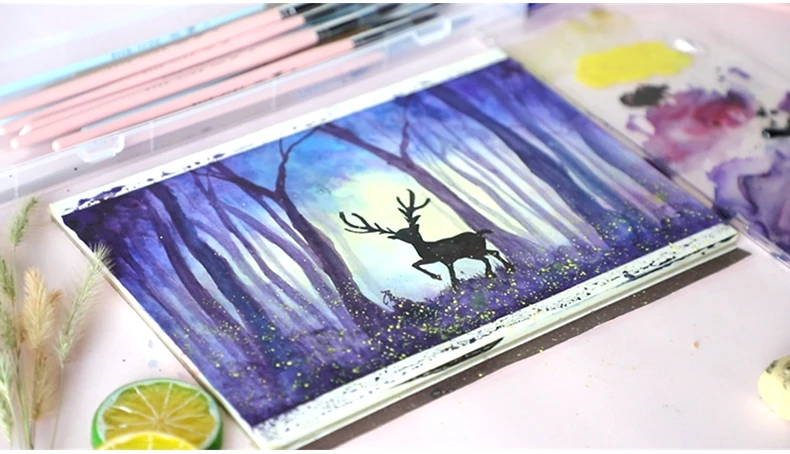 Watercolor brush black marten animal hair 6 pcs round pointed watercolor painting brush set adult beginner student hand-painted