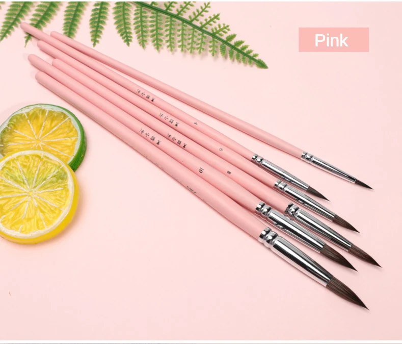 Watercolor brush black marten animal hair 6 pcs round pointed watercolor painting brush set adult beginner student hand-painted
