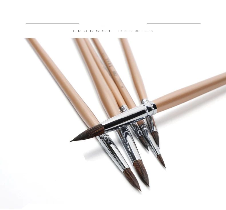 Watercolor brush black marten animal hair 6 pcs round pointed watercolor painting brush set adult beginner student hand-painted