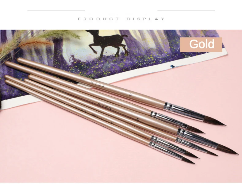 Watercolor brush black marten animal hair 6 pcs round pointed watercolor painting brush set adult beginner student hand-painted