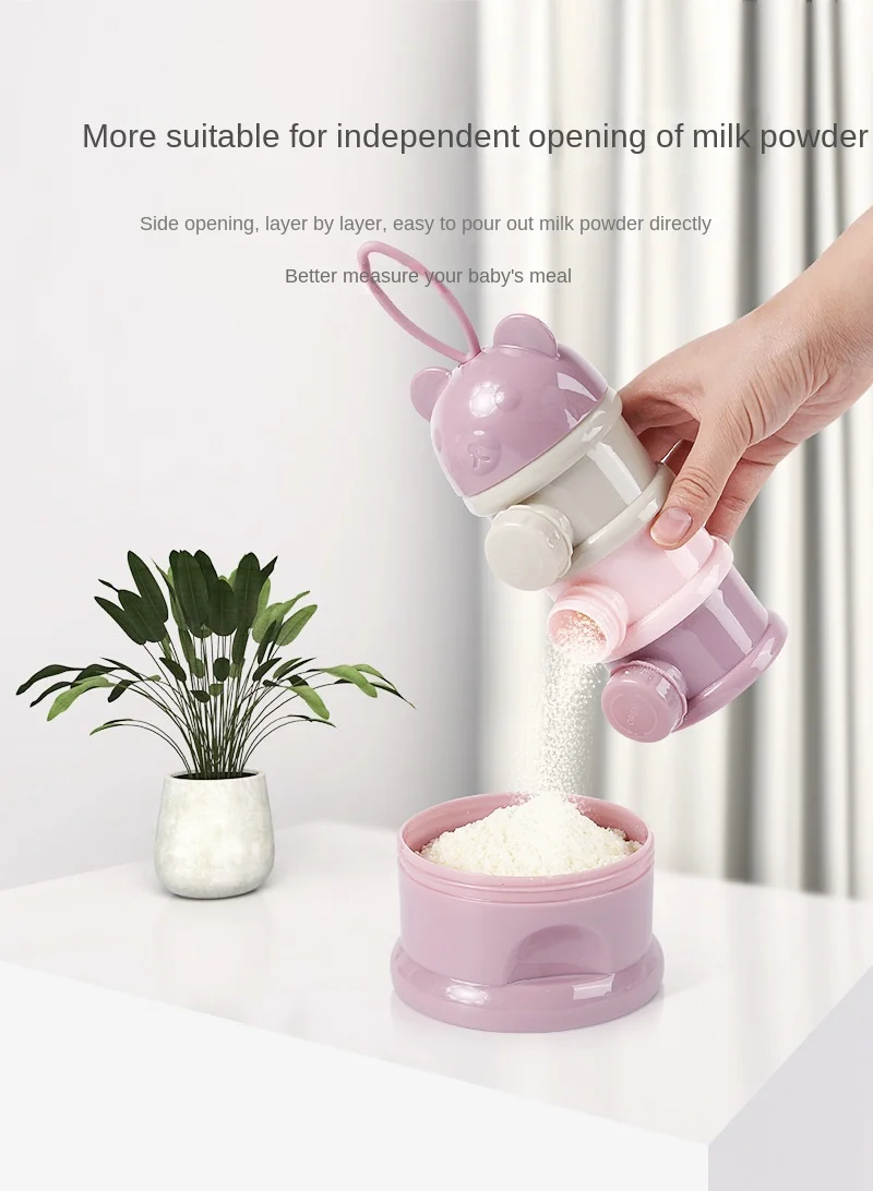 Storage Three/Four Tier Portable Food Container Powder Milk Powder Carton Dispenser Spill Resistant Suitable for 1 to 6 Years Ol