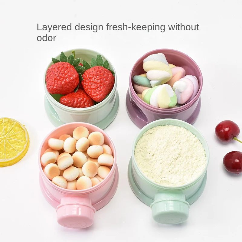 Storage Three/Four Tier Portable Food Container Powder Milk Powder Carton Dispenser Spill Resistant Suitable for 1 to 6 Years Ol