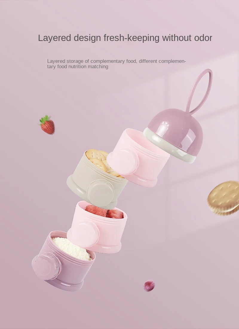 Storage Three/Four Tier Portable Food Container Powder Milk Powder Carton Dispenser Spill Resistant Suitable for 1 to 6 Years Ol
