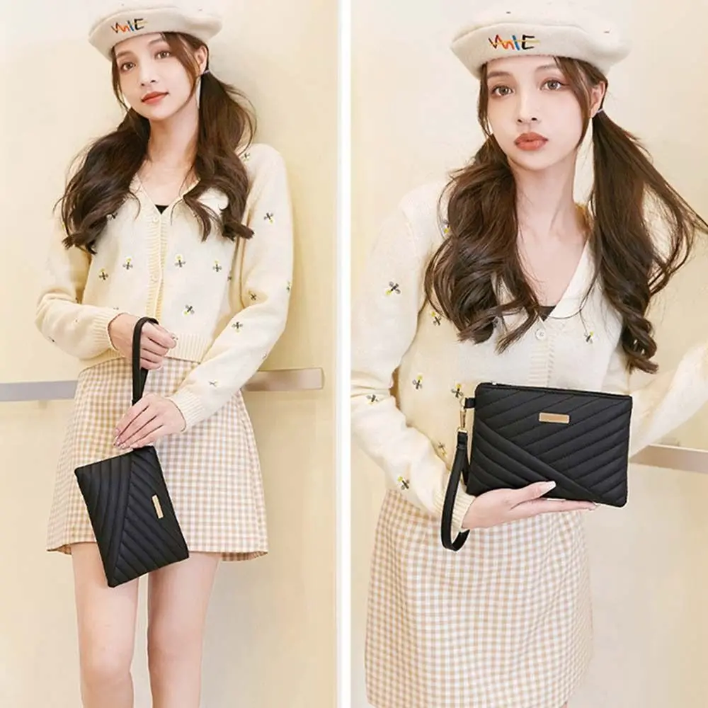 Stylish Women Wristlet Bag Women Leather Envelope Design Bag Shopping Traveling Portable Small Purse Clutch Wallet
