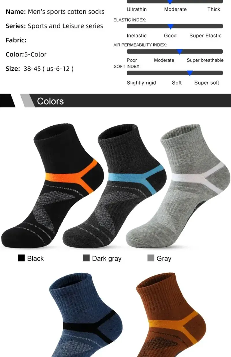 3/5/10/20 Pairs Lot Men's Socks Black Sports Socks Casual Run Autumn Winter High Quality Breathable Male Socks