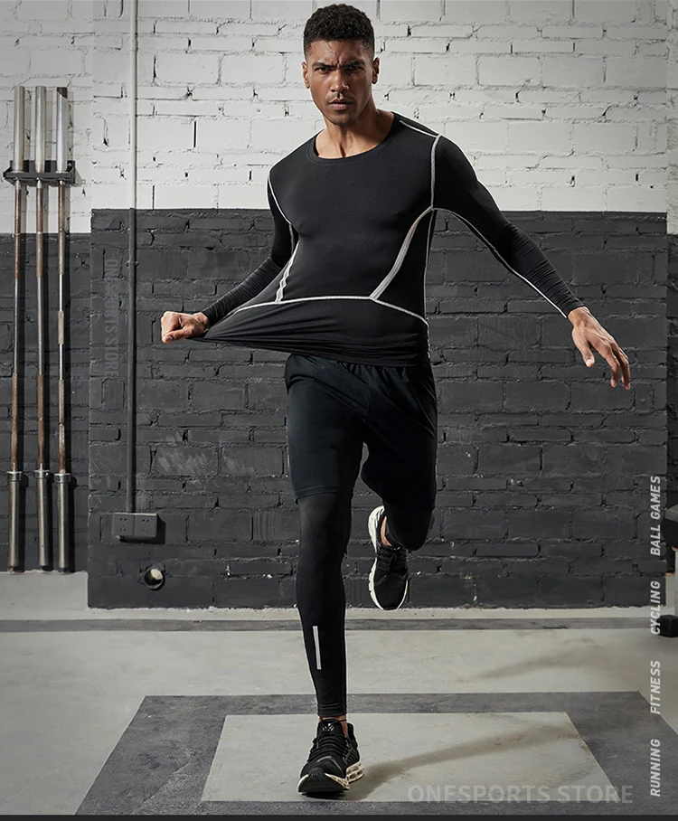 VANSYDICAL Compression Pants Men Running Tights with Reflective Striped Basketball Legging Workout Elastic Waist Trousers Men
