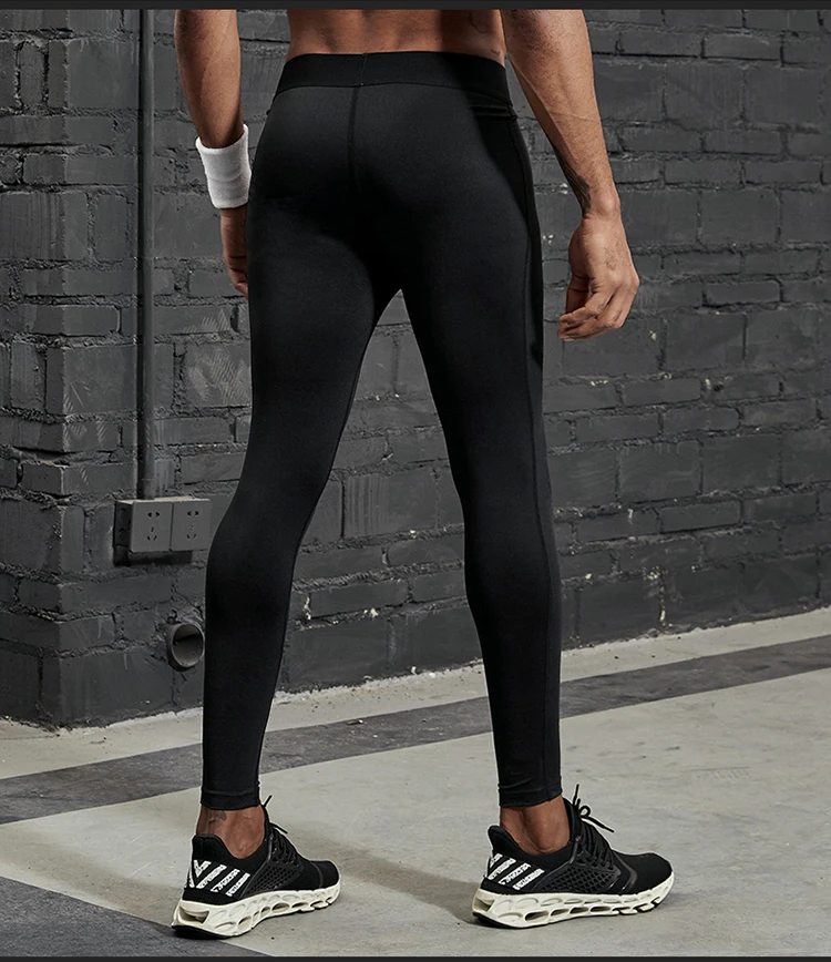VANSYDICAL Compression Pants Men Running Tights with Reflective Striped Basketball Legging Workout Elastic Waist Trousers Men