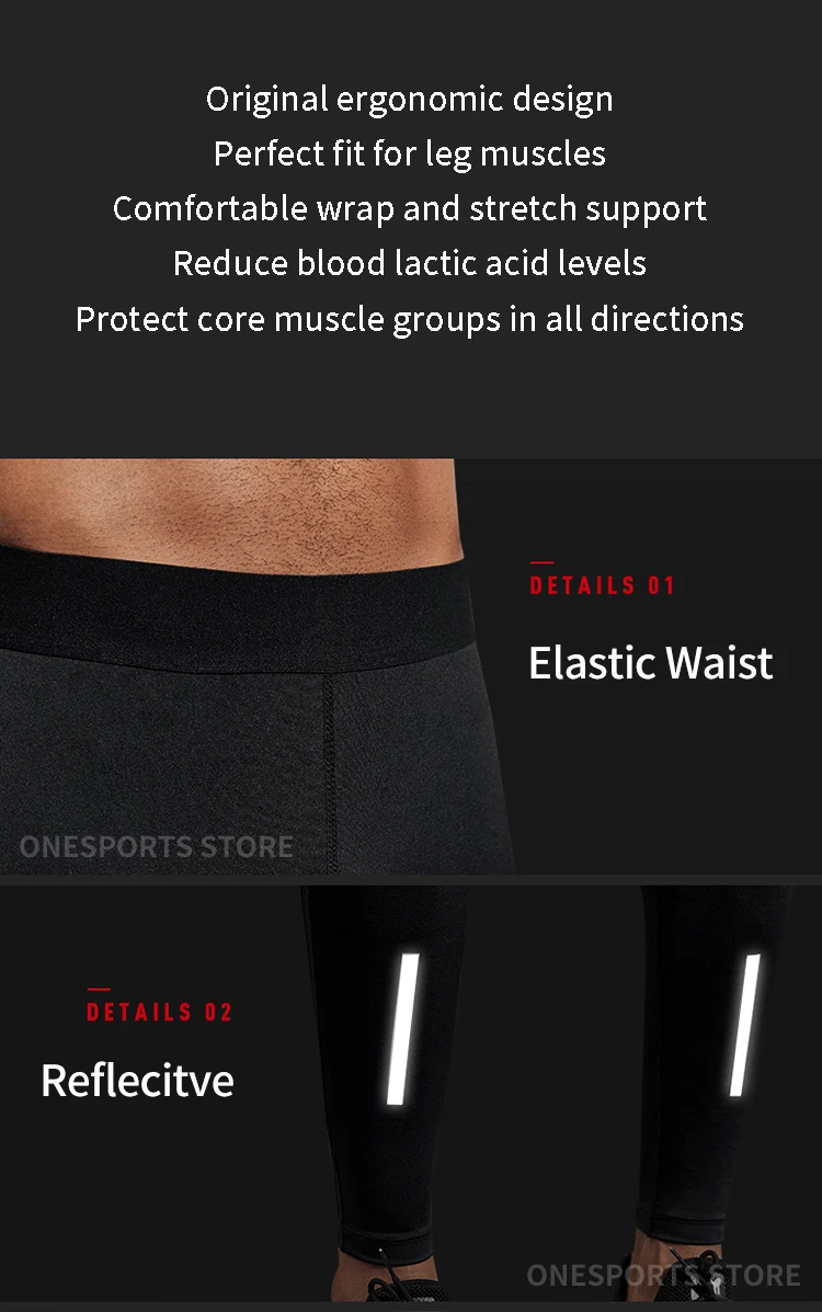 VANSYDICAL Compression Pants Men Running Tights with Reflective Striped Basketball Legging Workout Elastic Waist Trousers Men
