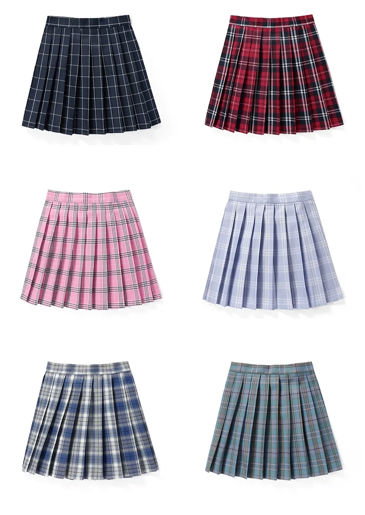 Women Plaid Pleat Skirt With Necktie Bowtie XS- 5XL Harajuku Preppy Mini Japanese School Uniforms Girls Summer Jupe Kawaii Skirt