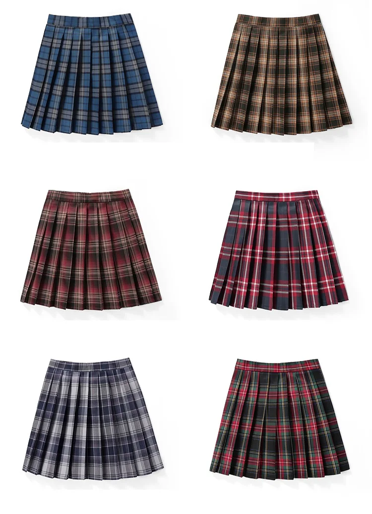 Women Plaid Pleat Skirt With Necktie Bowtie XS- 5XL Harajuku Preppy Mini Japanese School Uniforms Girls Summer Jupe Kawaii Skirt