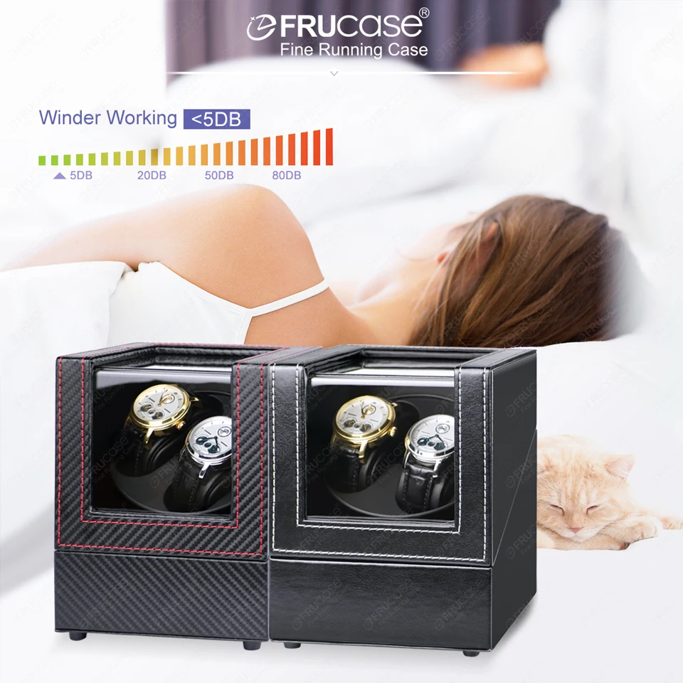 [2 Rotation Modes] FRUCASE PU Watch Winder for Automatic Watches Watch Box 1-0 / 2-0