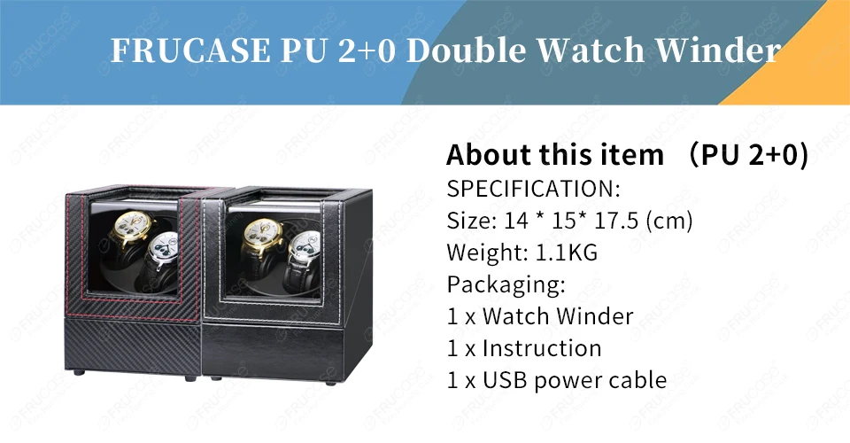 [2 Rotation Modes] FRUCASE PU Watch Winder for Automatic Watches Watch Box 1-0 / 2-0