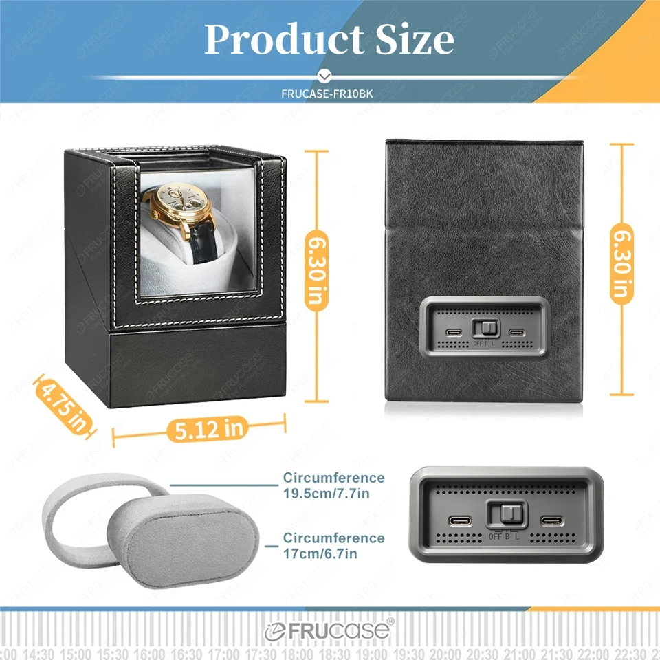 [2 Rotation Modes] FRUCASE PU Watch Winder for Automatic Watches Watch Box 1-0 / 2-0