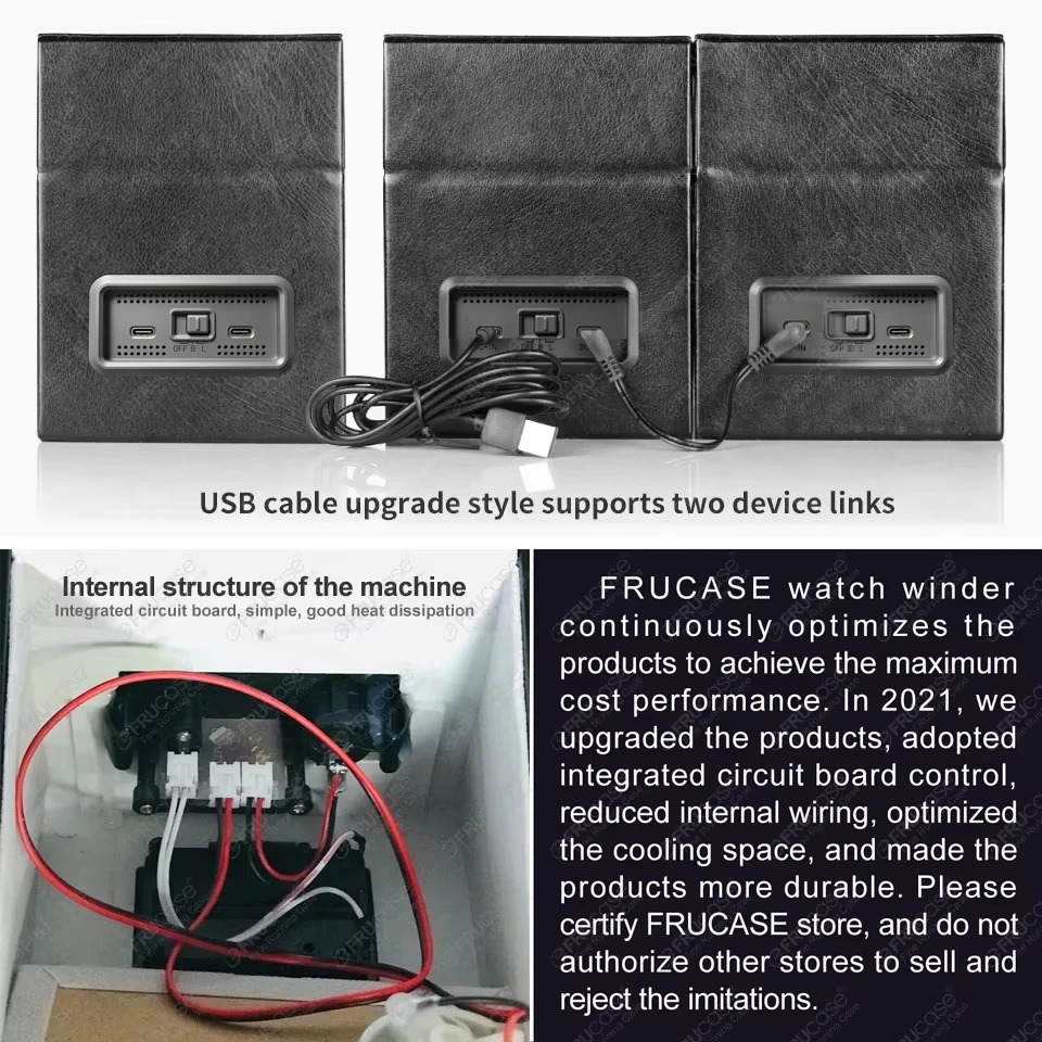 [2 Rotation Modes] FRUCASE PU Watch Winder for Automatic Watches Watch Box 1-0 / 2-0