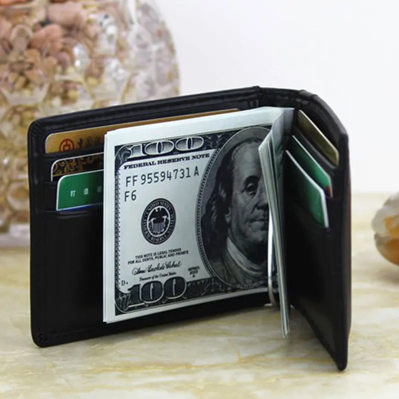 RFID Men's Leather Slim Bifold Money Clip Wallet Front Pocket Credit Card Holder