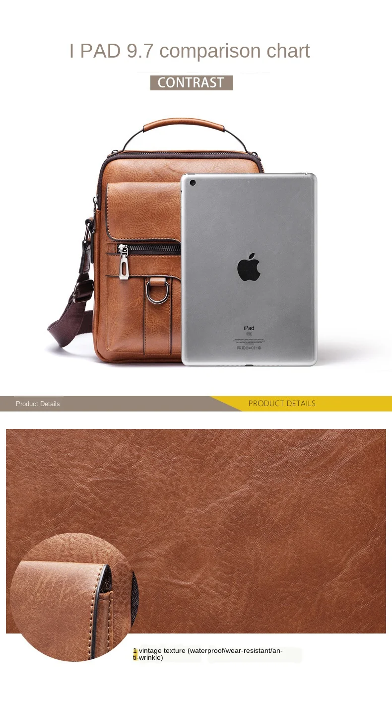 Brand Men Shoulder Bag for 9.7" ipad Men PU Leather Flaps Men's Crossbody Bags Business Flap Male Solid Messenger Bag Travel Bag
