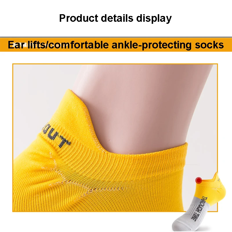 5 Pairs/Lot Spring Summer Men's Sports Running Socks Protective Ankle Socks Thin Breathable Deodorant Fitness Short Socks 38-44