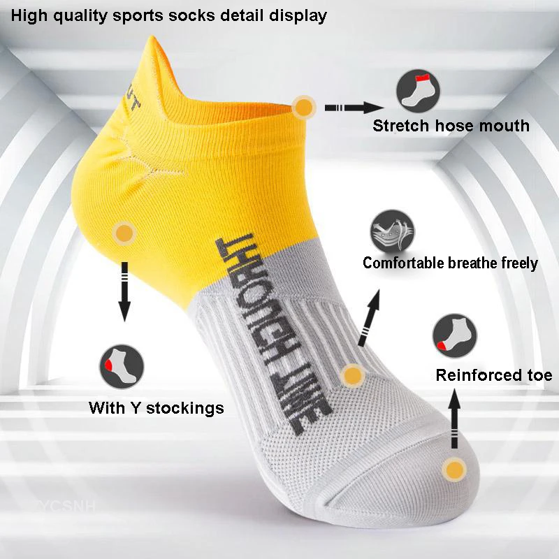 5 Pairs/Lot Spring Summer Men's Sports Running Socks Protective Ankle Socks Thin Breathable Deodorant Fitness Short Socks 38-44