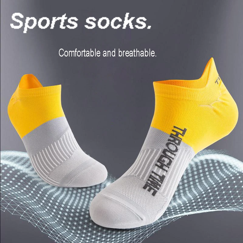 5 Pairs/Lot Spring Summer Men's Sports Running Socks Protective Ankle Socks Thin Breathable Deodorant Fitness Short Socks 38-44