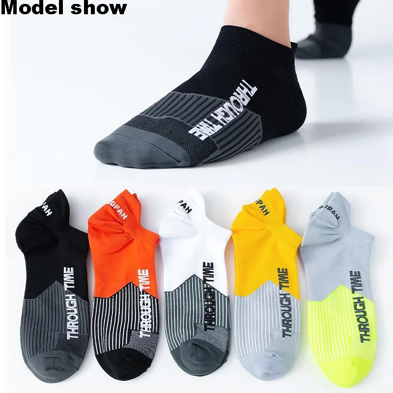 5 Pairs/Lot Spring Summer Men's Sports Running Socks Protective Ankle Socks Thin Breathable Deodorant Fitness Short Socks 38-44