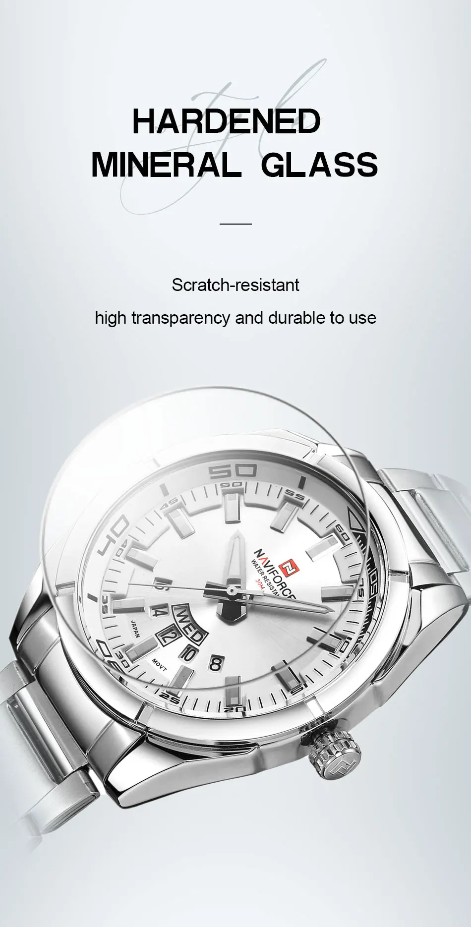 NAVIFORCE Classic Casual Watch for Men Stainless teel Sport Waterproof Male Watches Quartz Date Display Clock Relogio Masculino