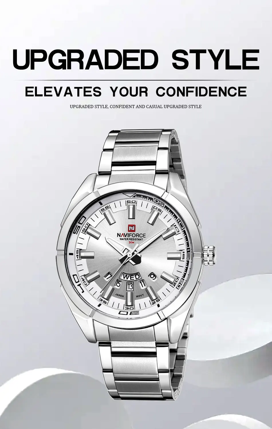 NAVIFORCE Classic Casual Watch for Men Stainless teel Sport Waterproof Male Watches Quartz Date Display Clock Relogio Masculino