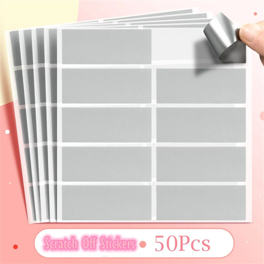 50pcs Reward Scratch Card Film Coated Stickers Scratch Off Labels Diy 'S Redemption Vouchers Scratched Stripe Card Film