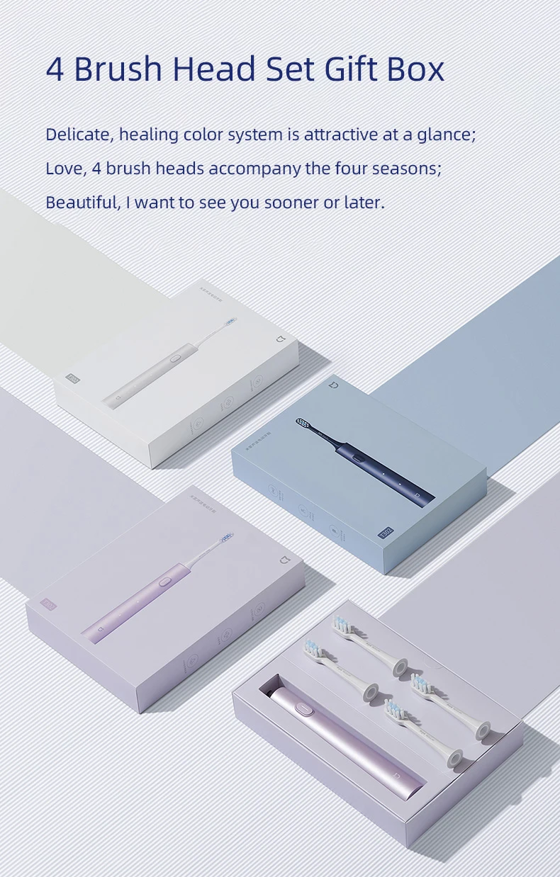 Xiaomi MIJIA Sonic Electric Toothbrush Set T302 4 Brush Heads IPX8 Waterproof Wireless Chraging Electronic Tooth Brush
