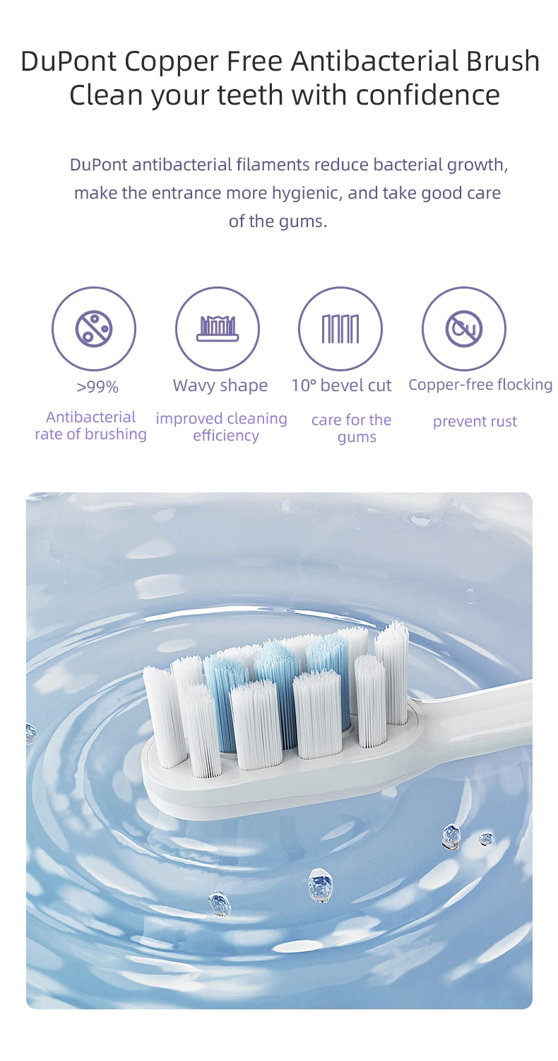Xiaomi MIJIA Sonic Electric Toothbrush Set T302 4 Brush Heads IPX8 Waterproof Wireless Chraging Electronic Tooth Brush