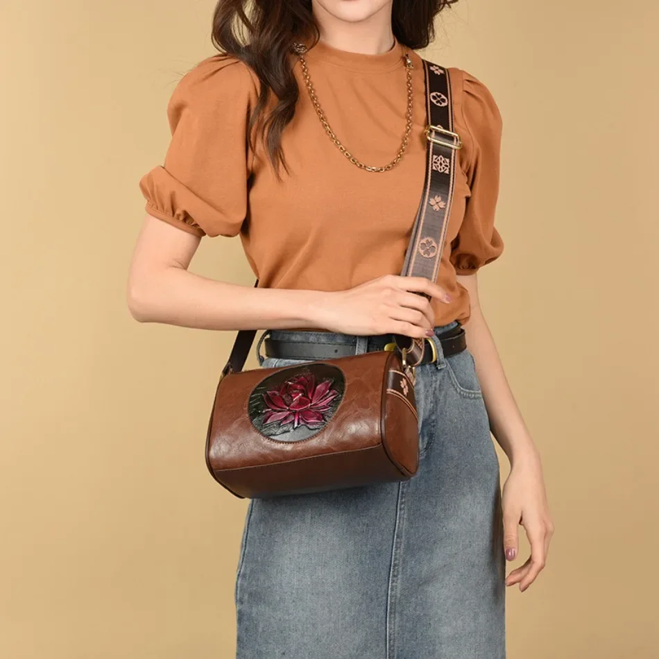 Women Embroidery Tote Bag High Quality Leather Ladies Handbags 2024 Women Shoulder Bag Small Crossbody Bags For Women Sac a Main