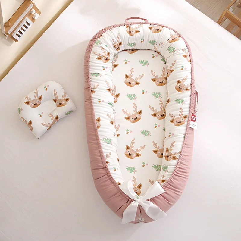 Baby Nest for Co Sleeping Newborn Baby Lounger Cotton Breathable Adjustable Baby Crib In Bed Portable