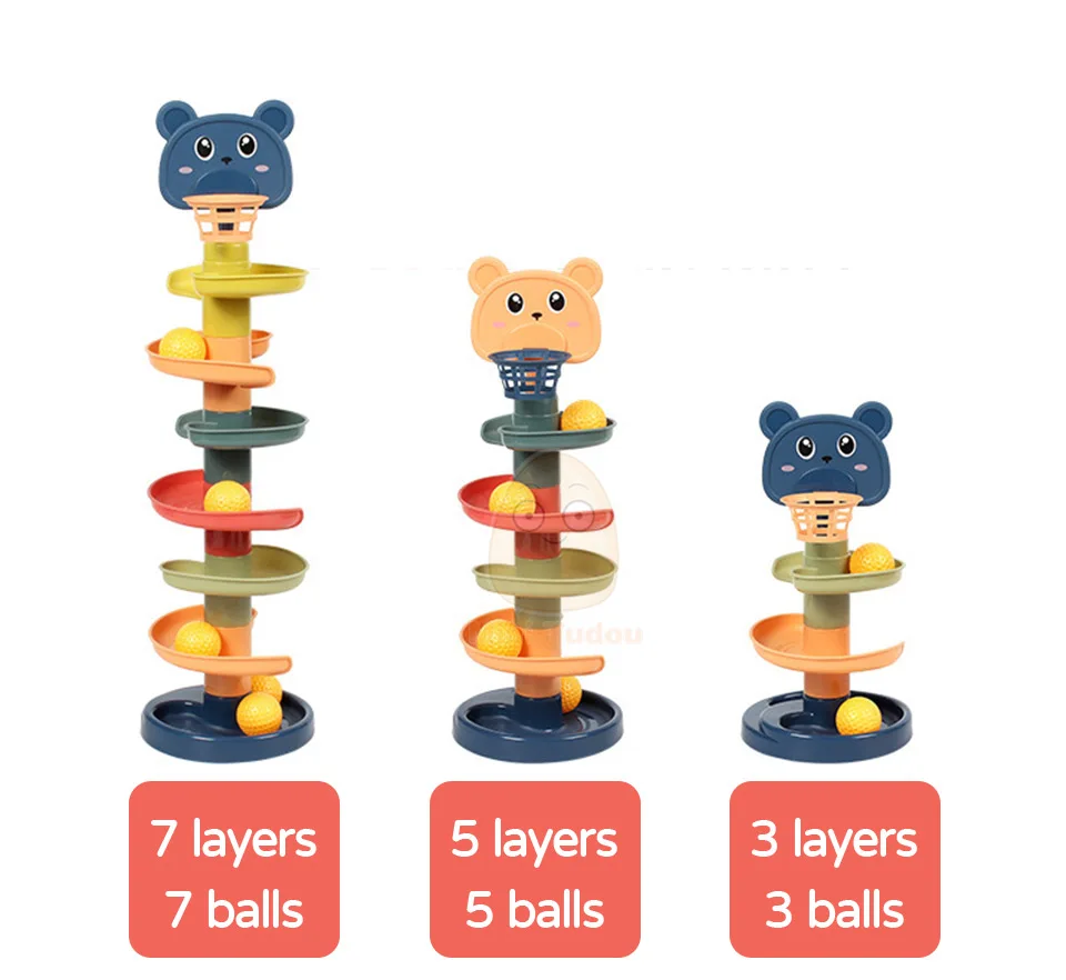 Baby Toys Rolling Ball Pile Tower Finger Skill Training Rotating Stacking Track Early Educational Toy For Infant 13 24 Months