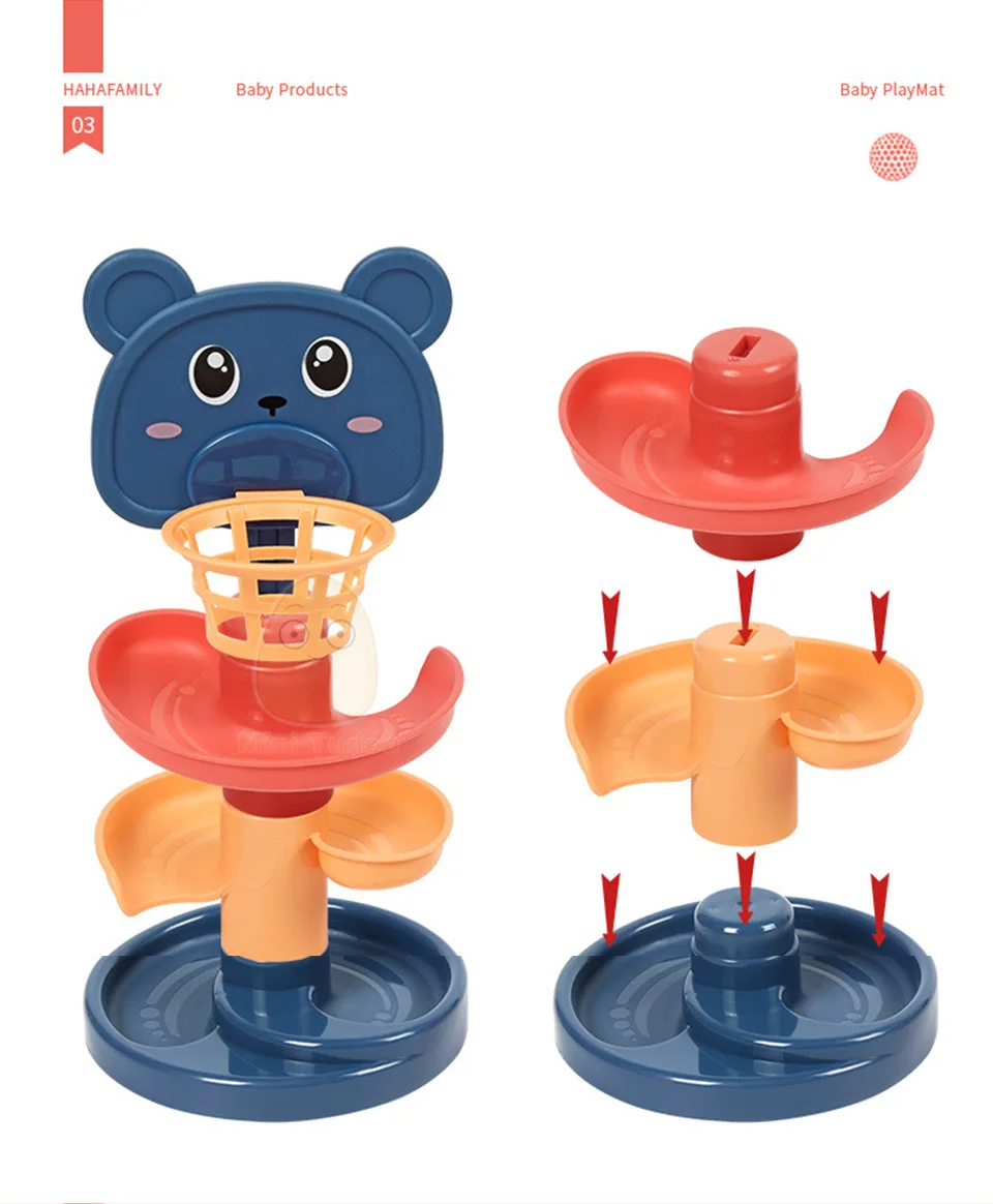 Baby Toys Rolling Ball Pile Tower Finger Skill Training Rotating Stacking Track Early Educational Toy For Infant 13 24 Months