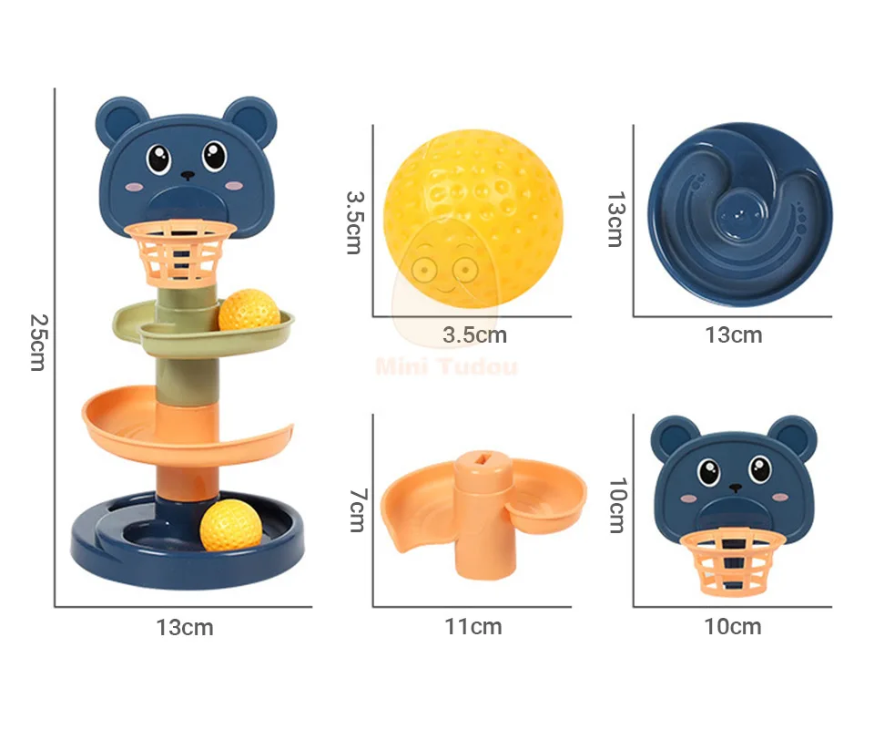 Baby Toys Rolling Ball Pile Tower Finger Skill Training Rotating Stacking Track Early Educational Toy For Infant 13 24 Months